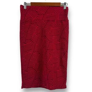 LuLaRoe Women's S Cassie Pencil Skirt Monochromatic Red Block‎ Stripe Stretchy
